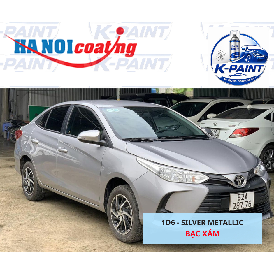 Sơn Xịt Xóa Vết Xước cho xe TOYOTA VIOS màu BẠC XÁM mã màu 1D6 - SILVER METALLIC chính hãng K-PAINT