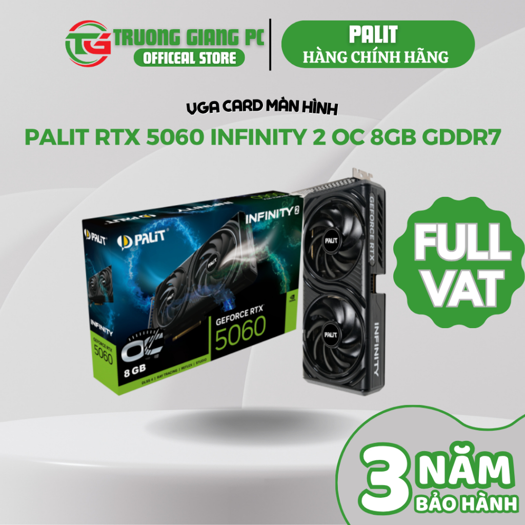 [SẢN PHẨM FULL VAT] VGA Card màn hình PALIT RTX 5060 INFINITY 2 OC 8GB GDDR7 - BẢO HÀNH CHÍNH HÃNG 36 TH | BigBuy360 - bigbuy360.vn