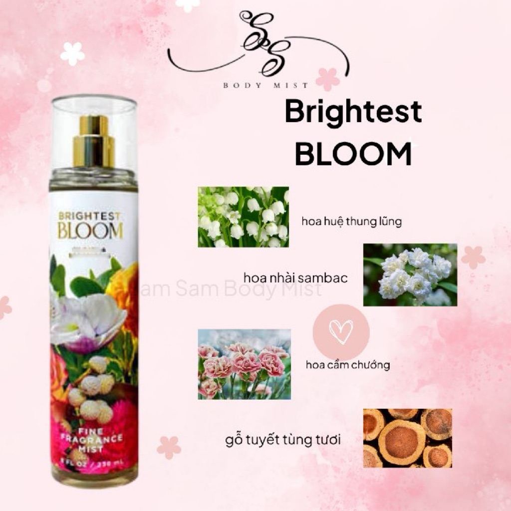MINI TESTER- BRIGHTEST BLOOM- Xịt thơm body mist