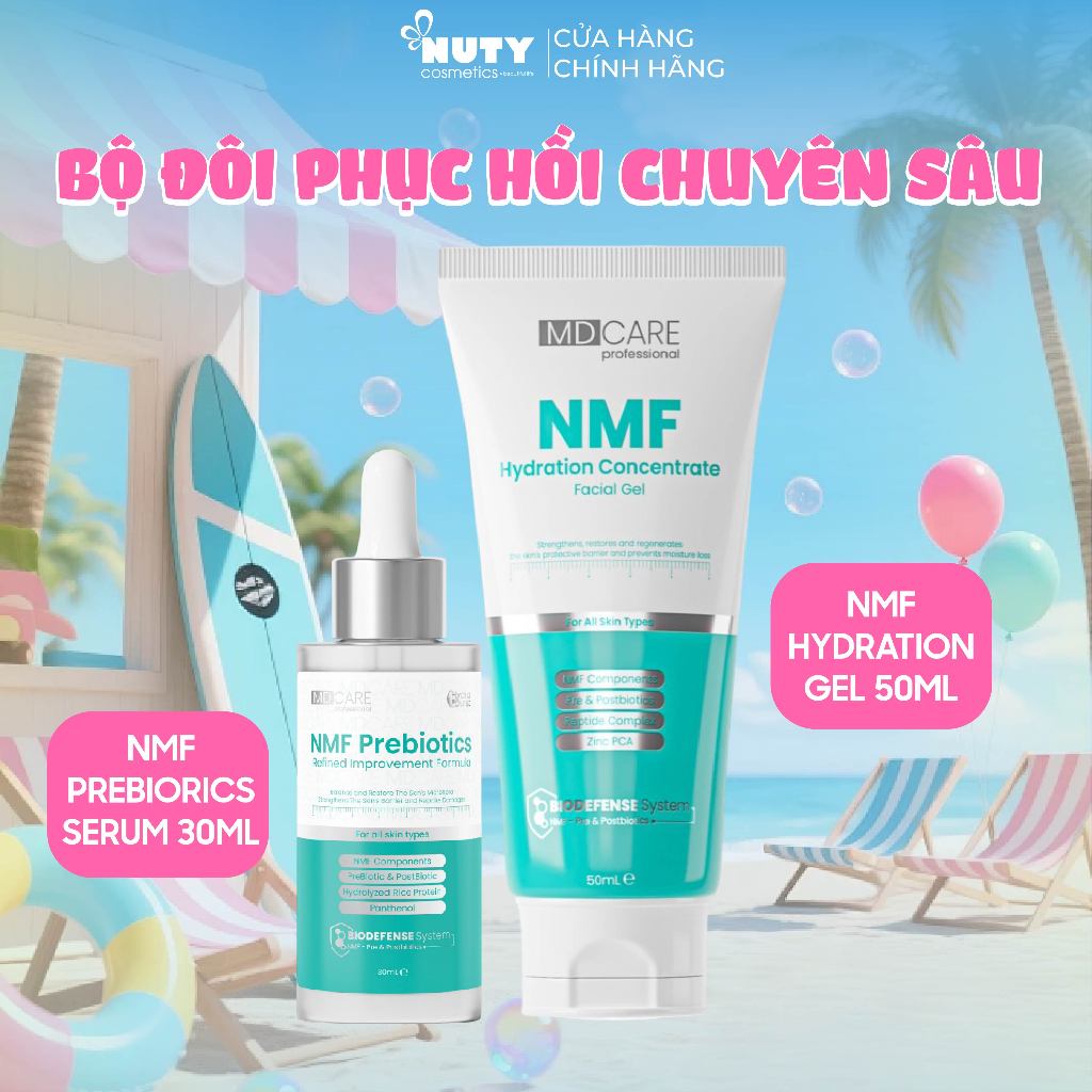 Bộ Đôi MD CARE Phục Hồi, Cấp Ẩm NMF Hydration Concentrate Gel (50ml) & NMF Prebiotics Serum (30ml)