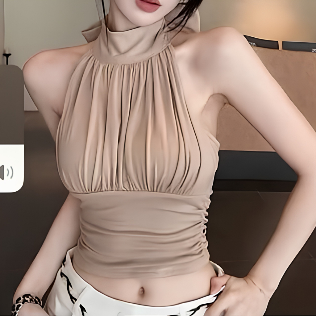 [CÓ MÚT NGỰC] Áo Yếm nhúm ngực kiểu LA_BELLE_18 Áo thun 2 lớp nhún ngực đi biển đi chơi ngọt ngào gợi cảm | BigBuy360 - bigbuy360.vn
