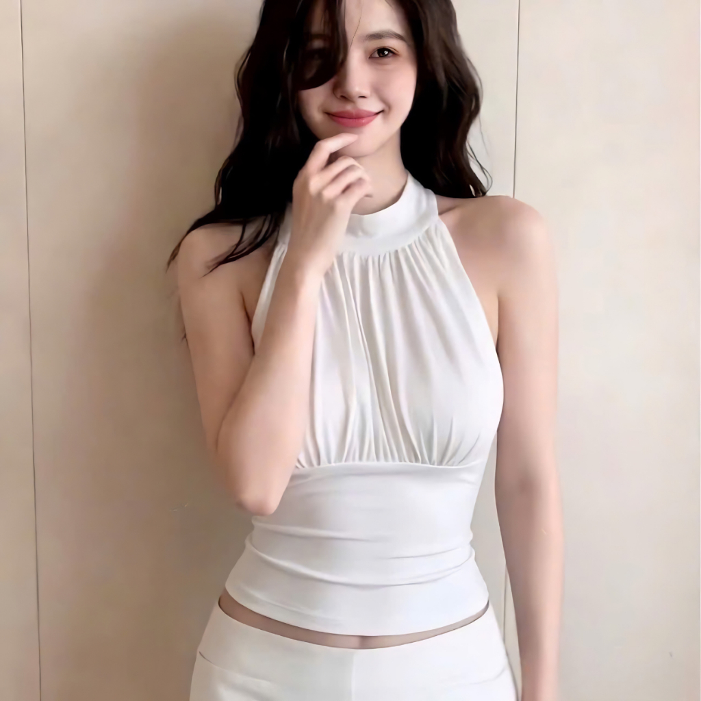 [CÓ MÚT NGỰC] Áo Yếm nhúm ngực kiểu LA_BELLE_18 Áo thun 2 lớp nhún ngực đi biển đi chơi ngọt ngào gợi cảm | BigBuy360 - bigbuy360.vn