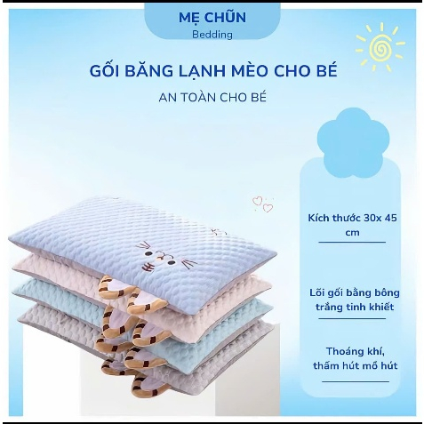 Gối băng lạnh cho bé Mẹ Chũn vải băng lạnh massge hình mèo ruột bông
