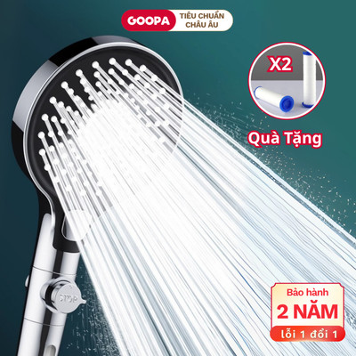 Vòi sen tăng áp GOOPA 3 chế độ nước, bát sen lớn 13cm, tích hợp lõi lọc an toàn khi sử dụng