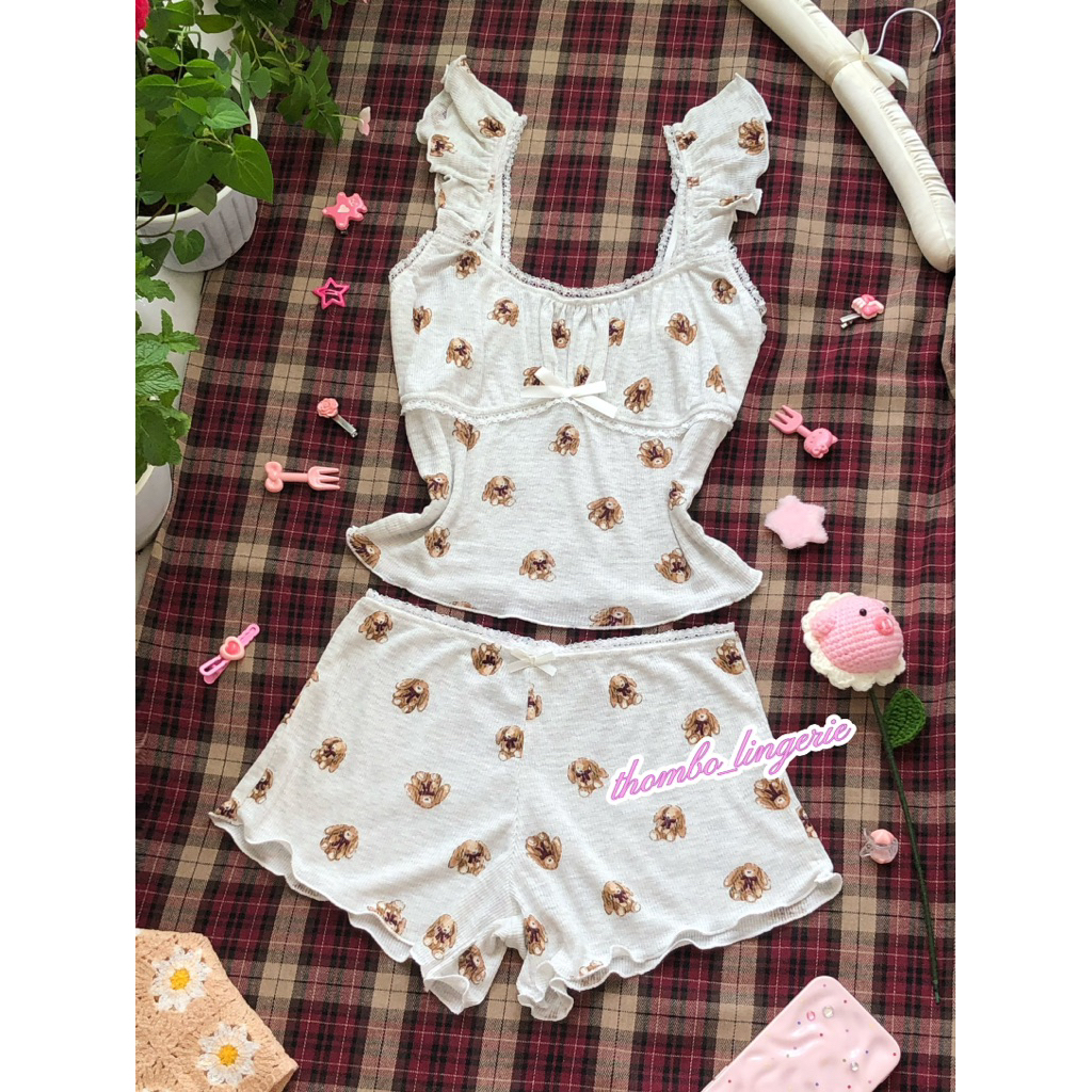 | Bunny Grey | Bộ đồ ngủ dễ thương gồm áo và quần
