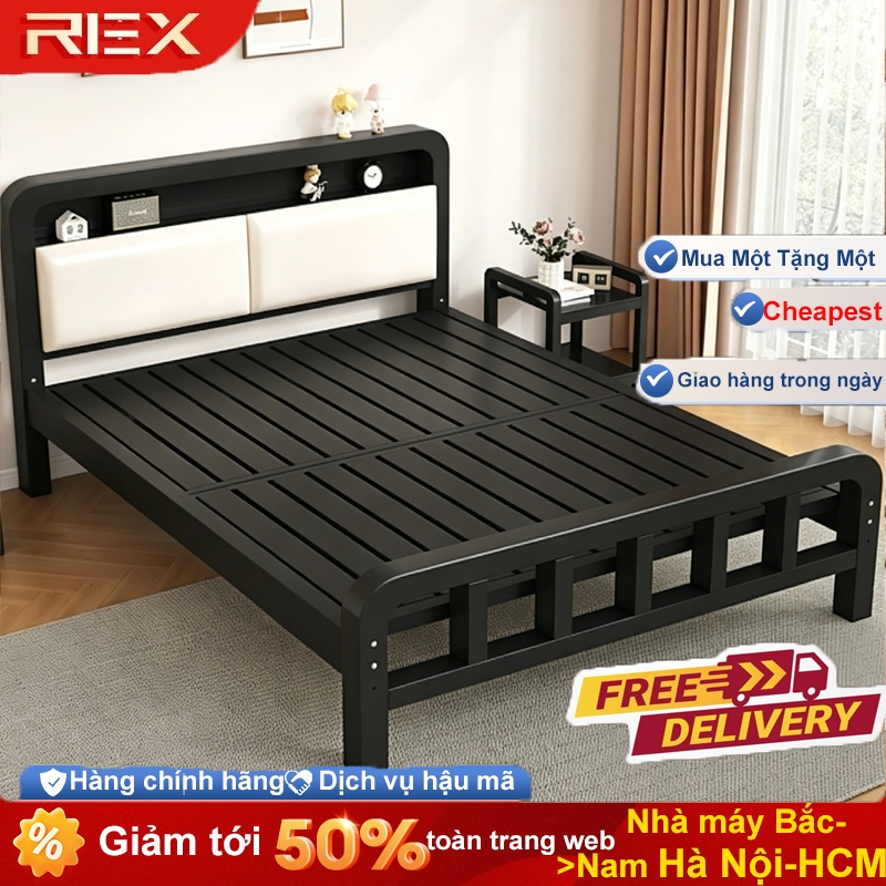 REX giường sắt Tựa lưng mềm mại khung giường dài hết chiều rộng giường chân giường dày dặn | BigBuy360 - bigbuy360.vn
