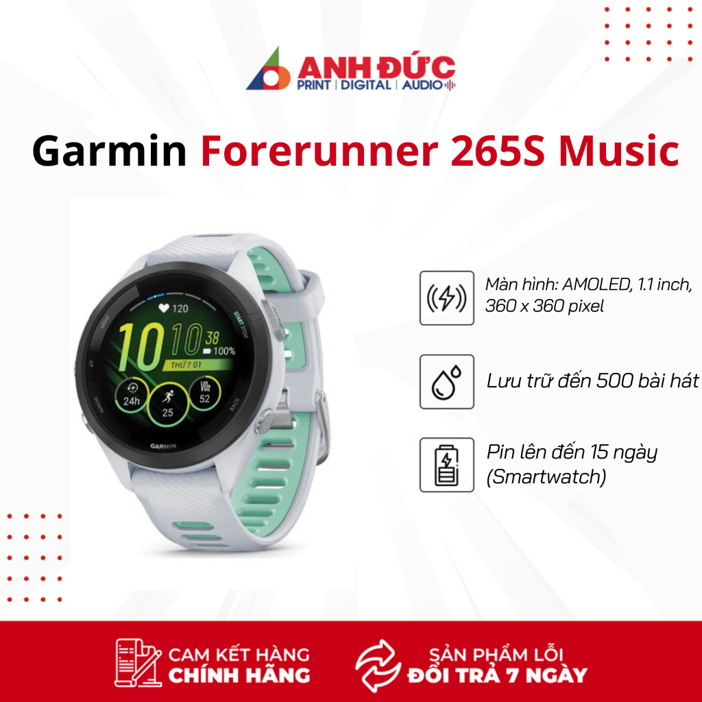 Garmin Forerunner 265S Music | Whitestone (Chính Hãng)
