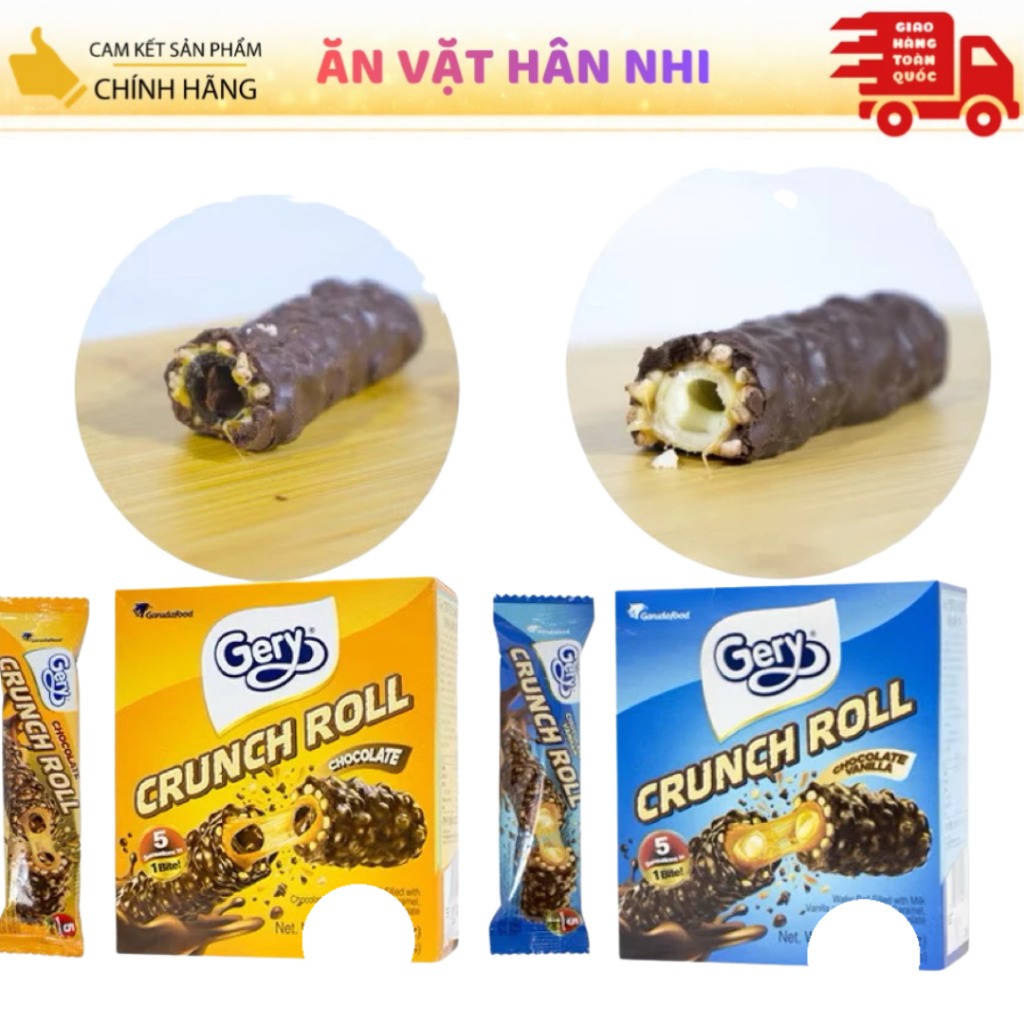 Bánh Cuộn Phủ Socola , Phủ Caramen _GERY CRUNCH ROLL_Siêu ngon