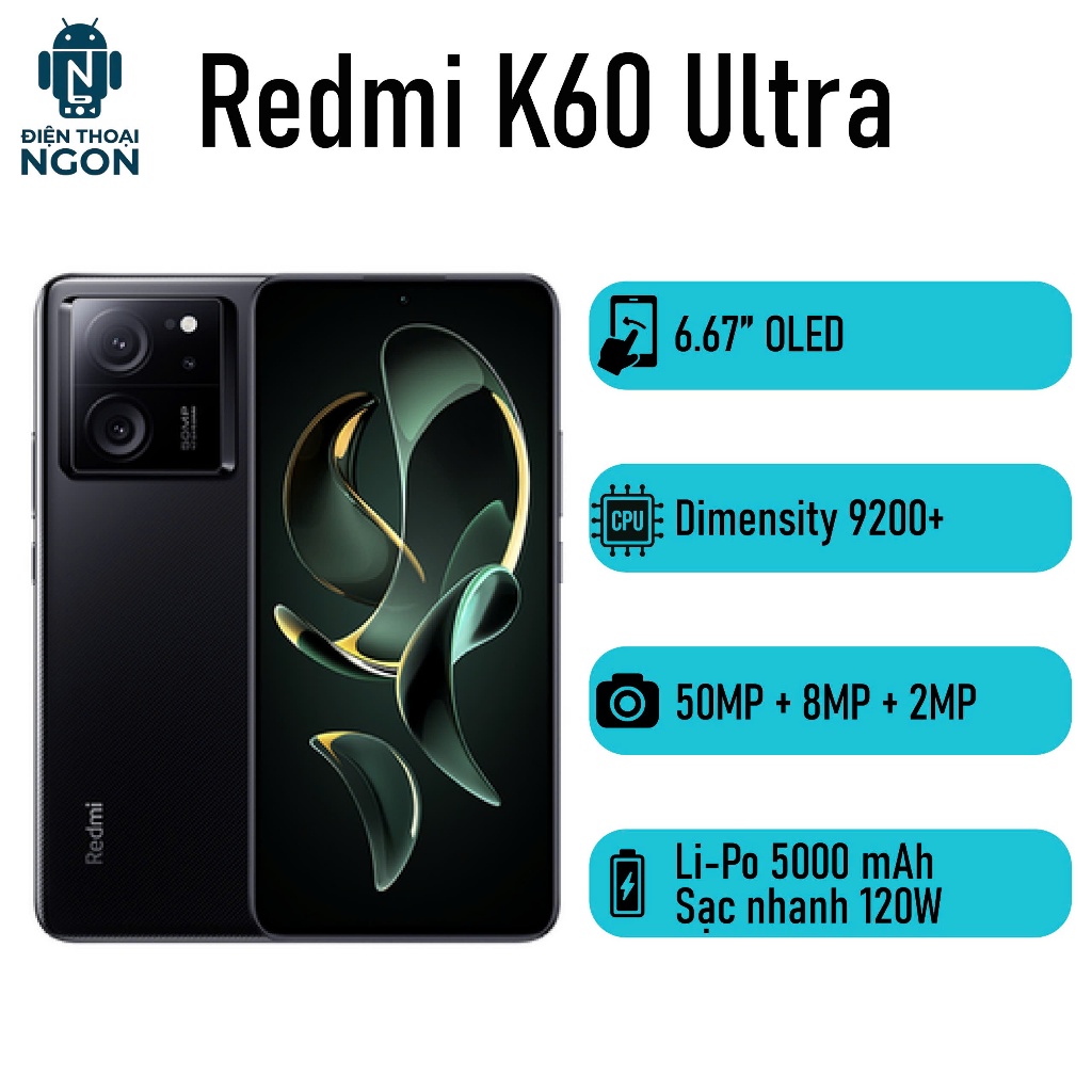 [Máy Cũ] Điện thoại Redmi K60 Ultra - Dimensity 9200 Plus - Camera 50MP - Pin 5000 mAh - Công Suất S