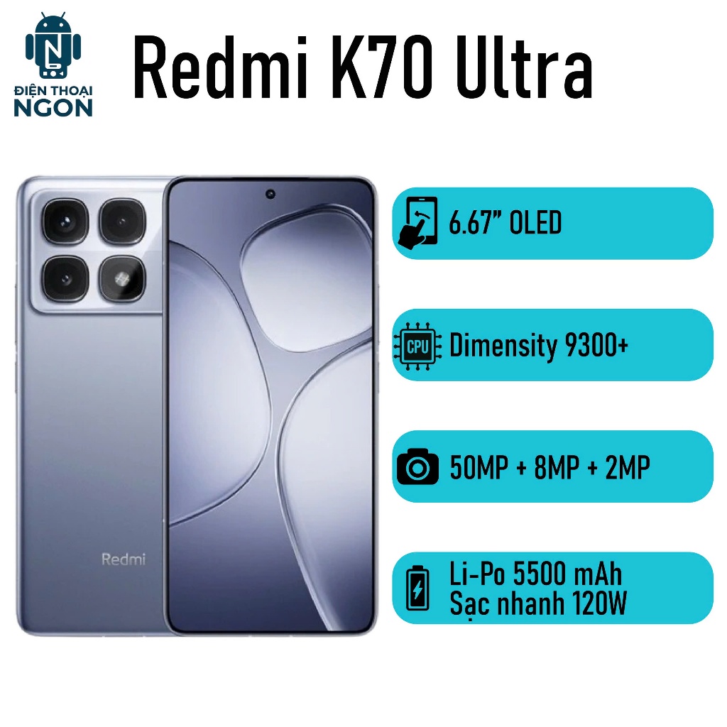 [Máy Cũ] Điện thoại Redmi K70 Ultra - Dimensity 9300 Plus - Camera 50MP - Pin 5500 mAh - Công Suất S