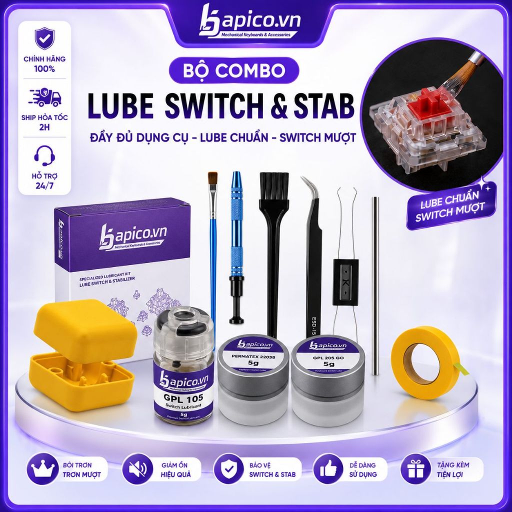 Bộ combo sản phẩm lube bàn phím cơ, lube switch, lube stab
