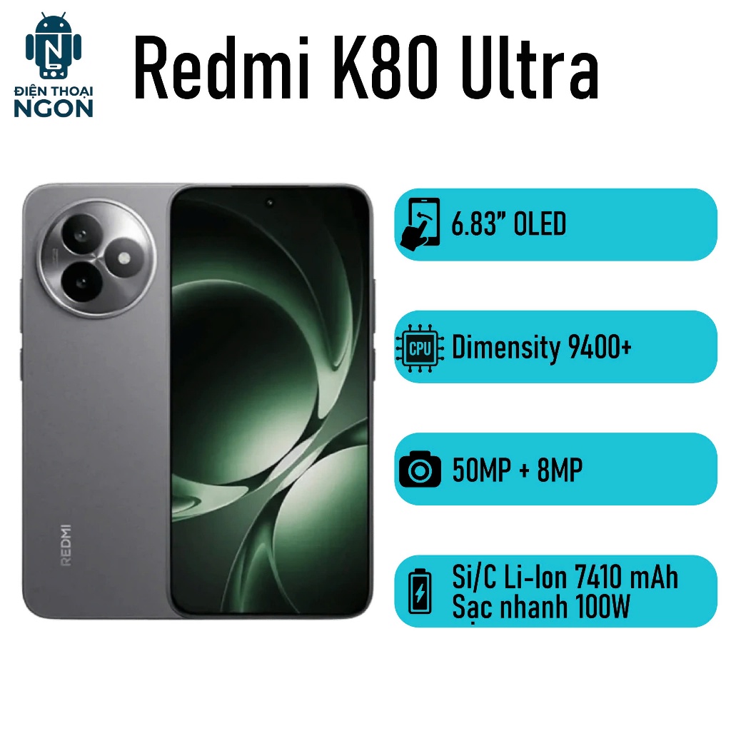[Máy Cũ] Điện thoại Redmi K80 Ultra - Dimensity 9400 Plus - Camera 50MP - Pin 7410 mAh - Công Suất S