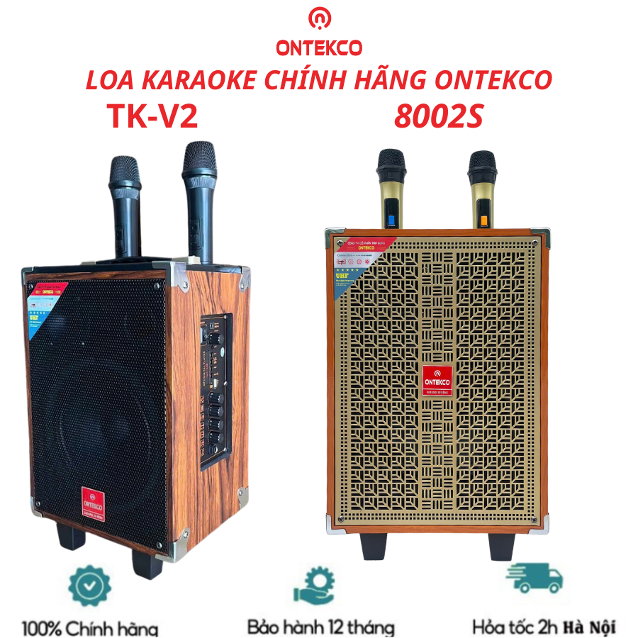 [BH 12 THÁNG] Bộ 02 Loa karaoke chính hãng ONTEKCO Vỏ Gỗ TK-V2/8002S Âm Thanh Sống Động Chất Lượng