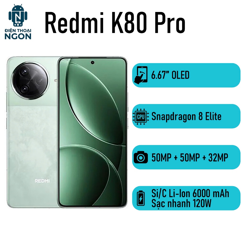[Máy Cũ] Điện thoại Redmi K80 Pro - Snapdragon 8 Elite - RAM 12/256GB - Camera 50MP - Pin 6000 mAh -