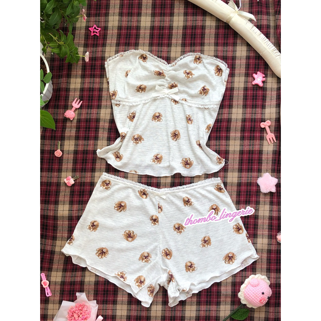 | Bunny Grey 01 | Bộ đồ ngủ nữ cúp ngực dễ thương