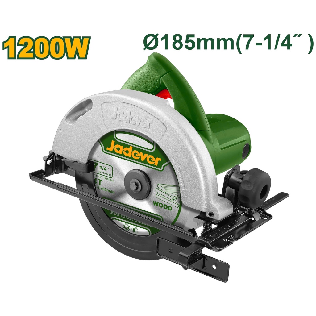 Máy cưa, cắt gỗ dùng điện 185mm - 1200W Jadever JDCW1512001 - Tặng kèm 1 lưỡi cắt gỗ 185mm