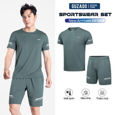 Bộ Quần Áo Nam GUZADO Vải Thun Lạnh, Co Giãn, Thấm Hút Tốt, Mẫu Thể Thao, Mặc Nhà Thoải Mái GBT01-GABT25S001