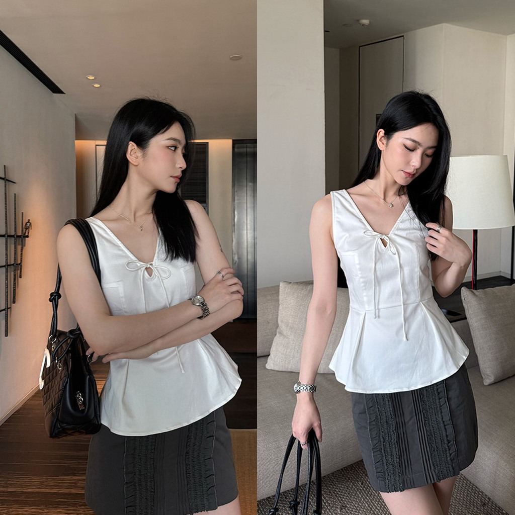 Áo Sát Nách Nữ Thiết Kế Cổ V Dáng Xèo Bánh Bèo Tiểu Thư Phù Hợp Đi Chơi Dạo Phố (B523)