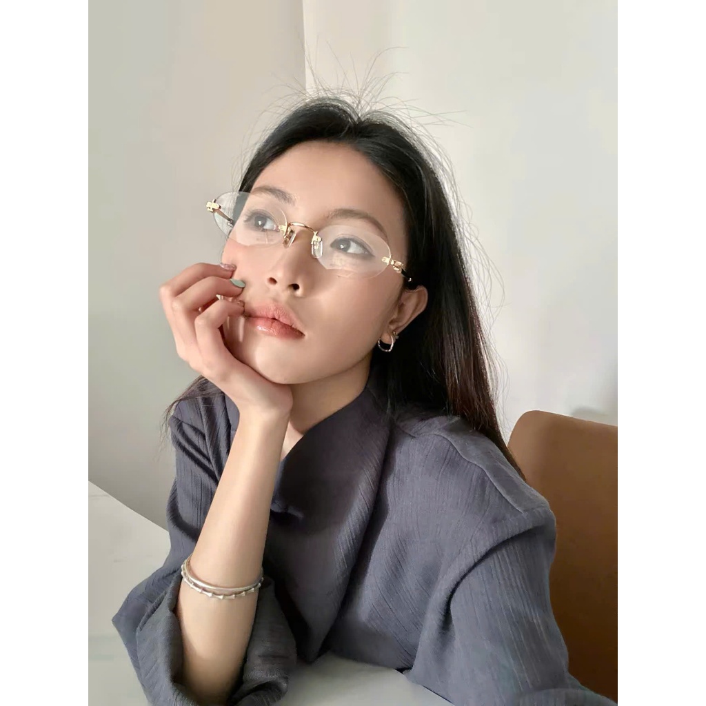 Kính mắt không viền sang chảnh bền t22 đeo thời trang Bunny Glasses