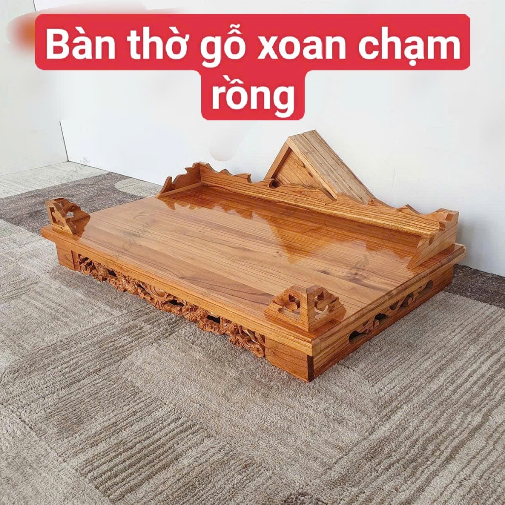 Trang treo thờ gỗ xoan tự nhiên chất lượng chạm khắc rồng Kèm cặp eke 2 màu - Nhiều size