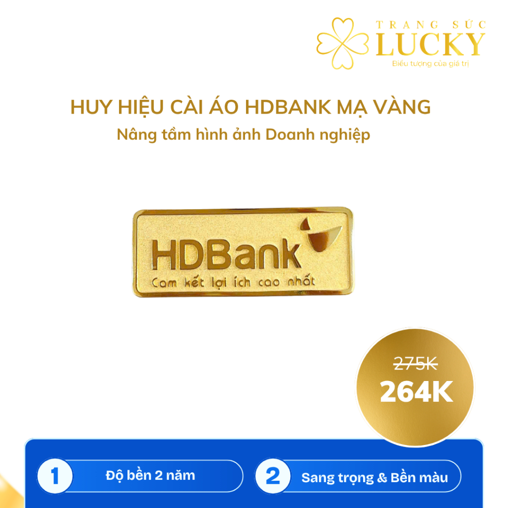 Huy hiệu cài áo HDBank mạ vàng - Ghim cài áo HDBank mạ vàng