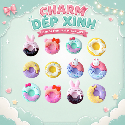Charm Gắn Dép Bánh donut, Phụ Kiện Trang Trí Dép Xinh Xắn - Charm Dép Xinh