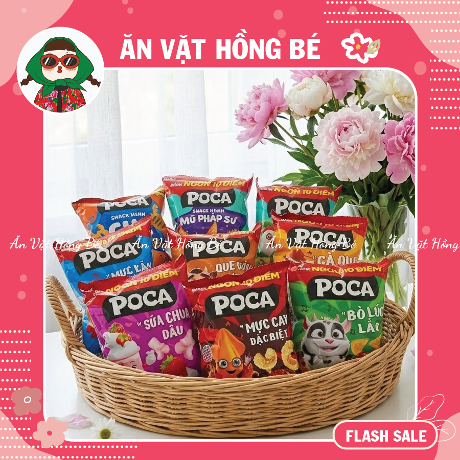 [Bịch 10 Gói] Snack POCA đầy đủ các hương vị : Mực Lăn - Bò - Tôm … Bim bim PoCa giá rẻ