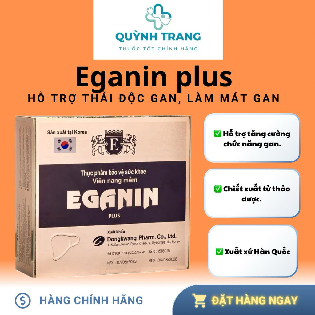 Viên Uống Eganin Pluss , hỗ trợ giải độc gan ,mát gan( hộp 60 viên)