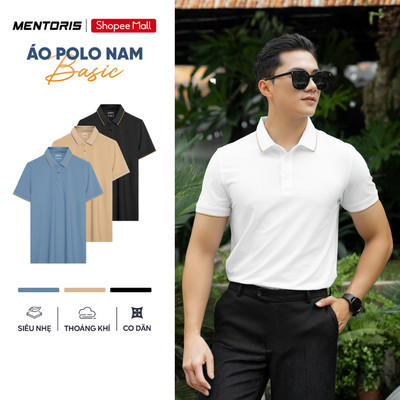 Áo Polo Nam MENTORIS, Áo Polo Cotton Thoáng Khí,Form Regular Fit Tôn Dáng,Thiết Kế Trẻ Trung MCPS24S012
