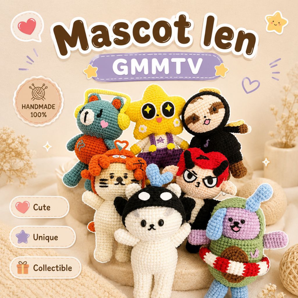 Mascot len GMMTV -  Móc khoá len size 10-15cm (Permpoon, Paody, Domiia, Avocean, Polcasan, ....)