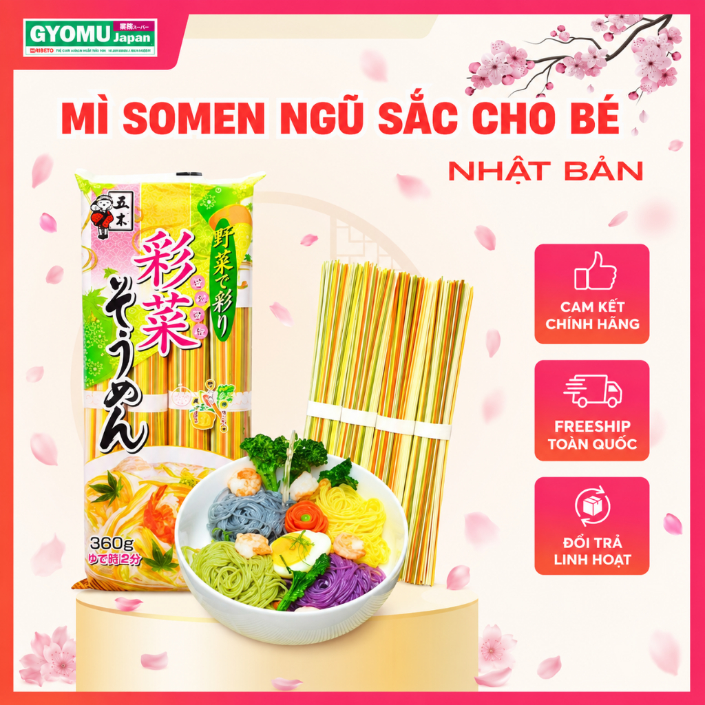 Mì Somen ngũ sắc rau củ cho bé từ 7 tháng tuổi ITSUKI  - Nhật Bản