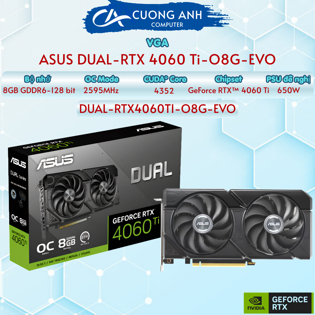 Card màn hình Asus DUAL-RTX 4060 Ti-O8G-EVO