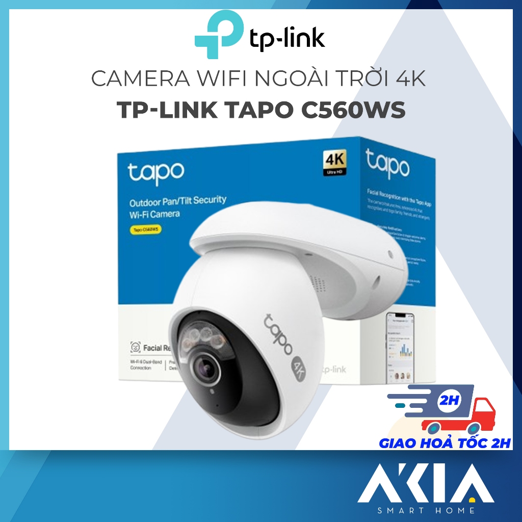Camera Wi-Fi an ninh 4K TP-Link Tapo C560WS ngoài trời, Quay quét 360 độ, Màu ban đêm, Chuẩn IP66