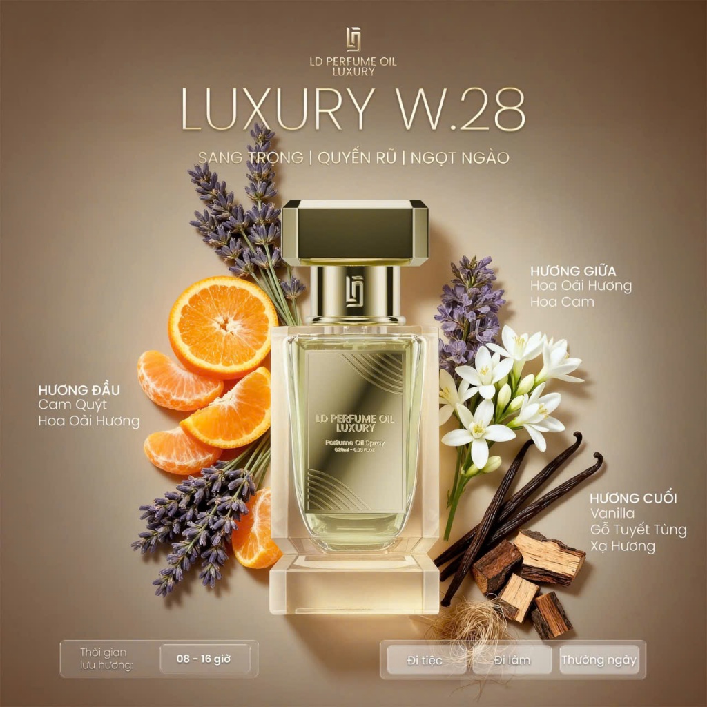 Tinh Dầu Nước Hoa , LD Luxury 20ml , W28 (Y,S.L-Li-bre) , Sang Trọng Quyến Rũ Ngọt Ngào , Lưu Hương 