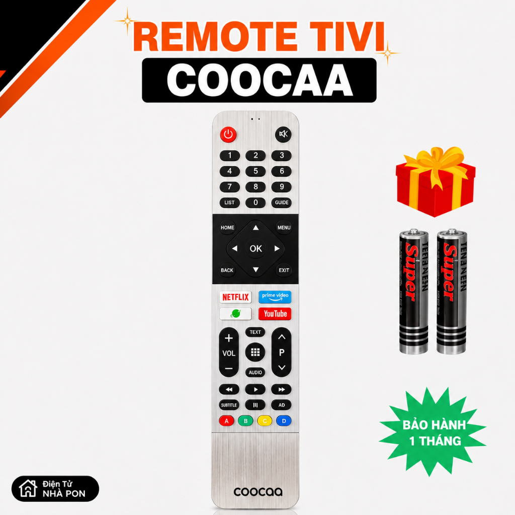Remote điều khiển tivi COOCAA Mã 01, điều khiển TV COOCAA - Tặng kèm pin