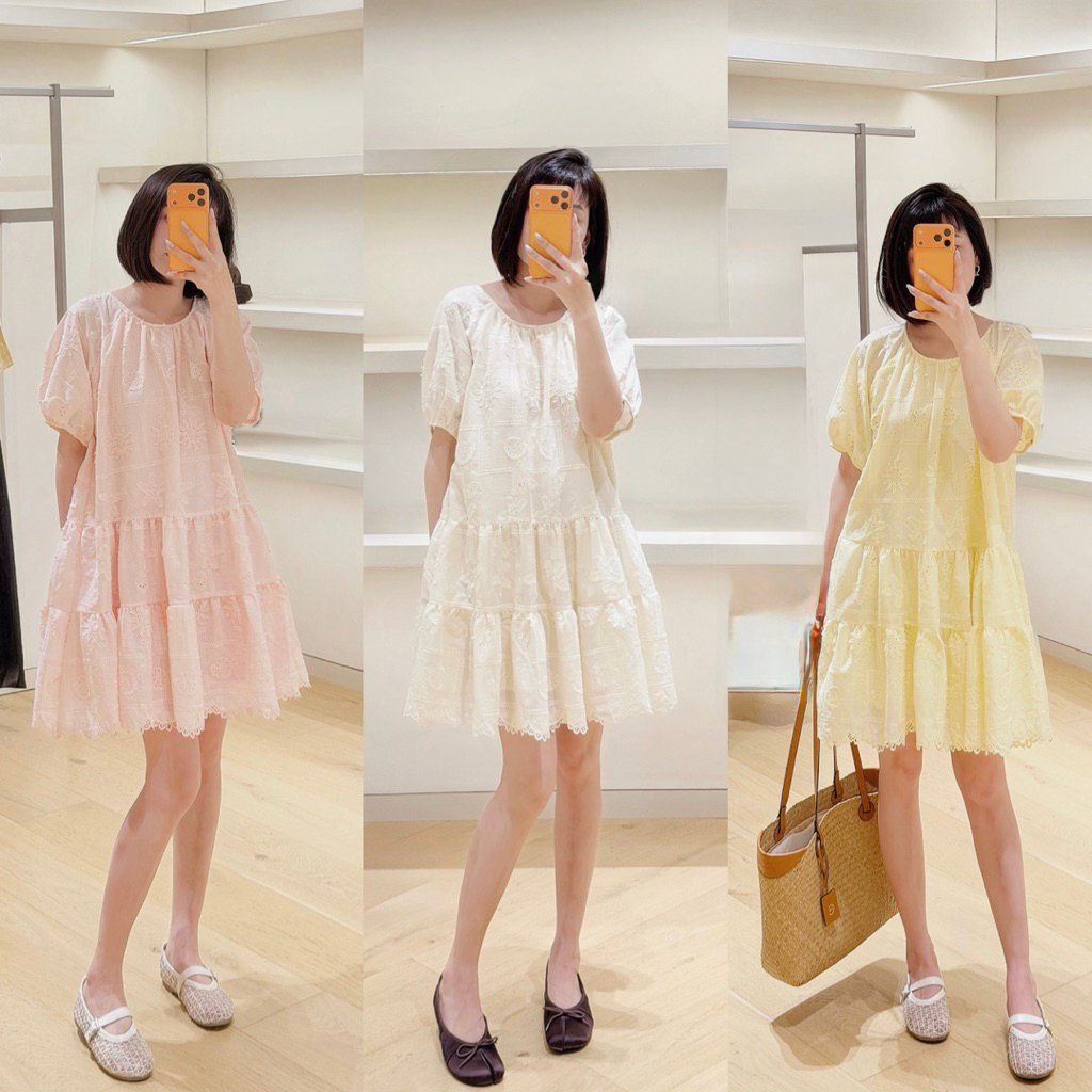 PETBYCHANG - Lovie Lace Dress - Váy Babydoll Ren Hoa Dáng Suông Tiểu Thư Hàn Quốc