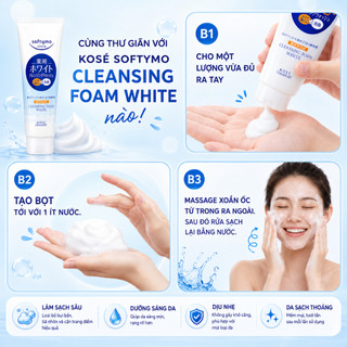 Sữa Rửa Mặt Và Tẩy Trang Tạo Bọt Dưỡng Ẩm, Dưỡng Trắng Kose Softymo Cleansing Foam Nhật Bản
