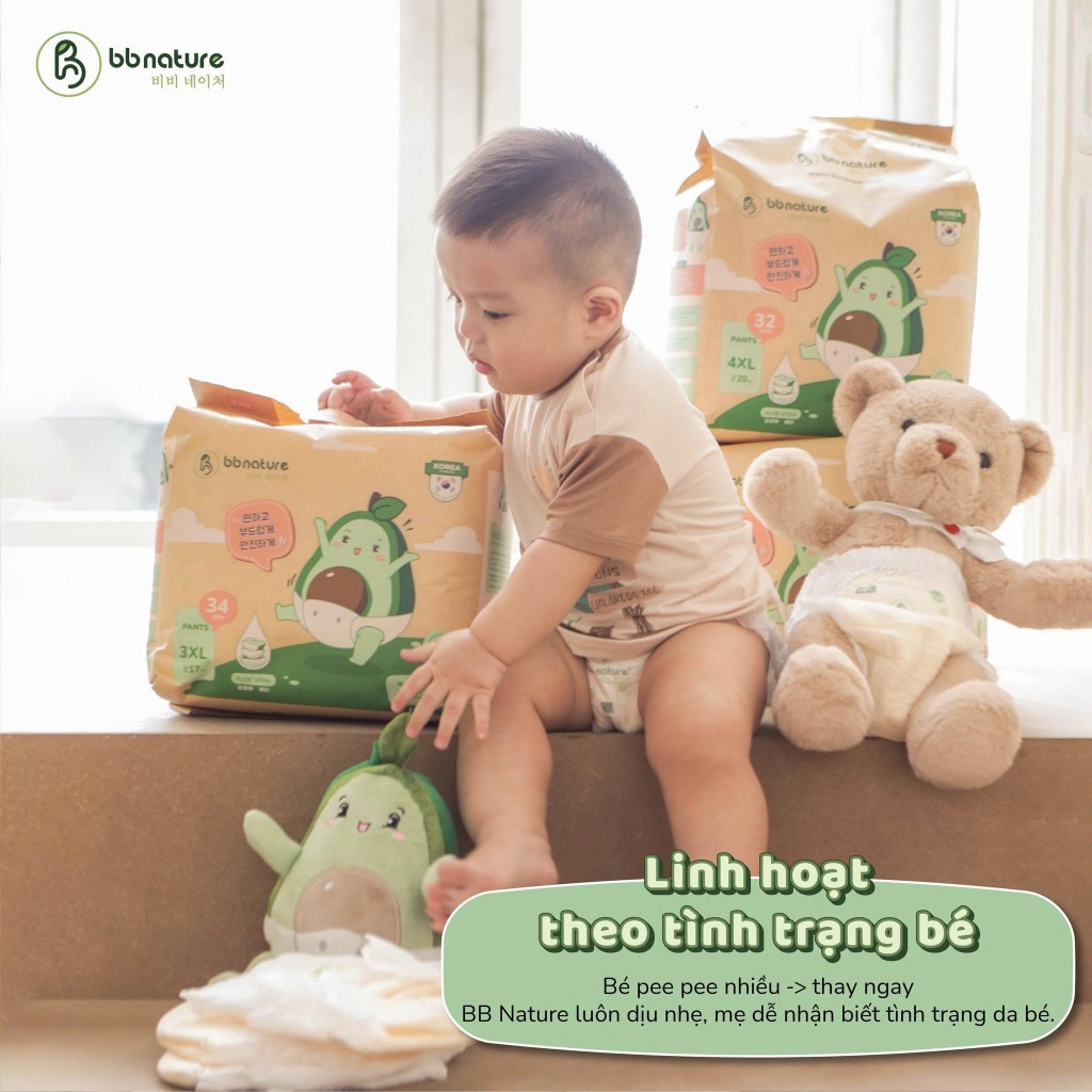 4 Bịch Tã Bỉm BB NATURE Cho Bé  Size M - XXXL -Dino Babyhouse