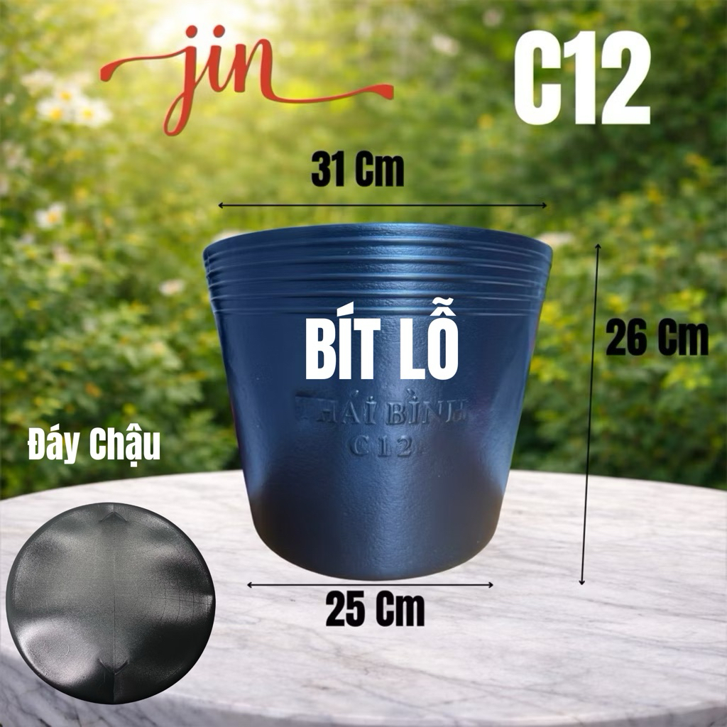 [Combo 10 Cái] Chậu Nhựa C12 - KHÔNG ĐỤC LỖ - BÍT LỖ -Trồng Sen (Loại Dày) - KT: 31cm x 26cm x 25cm
