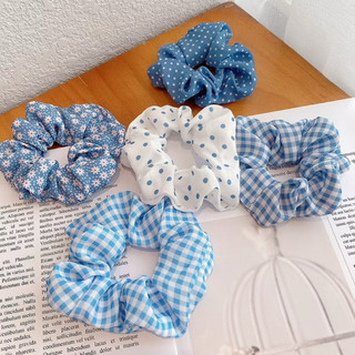 📛 RẺ VÔ ĐỊCH 📛 Dây buộc tóc vải scrunchies họa tiết xanh trắng hot trend phong cách hàn quốc 413