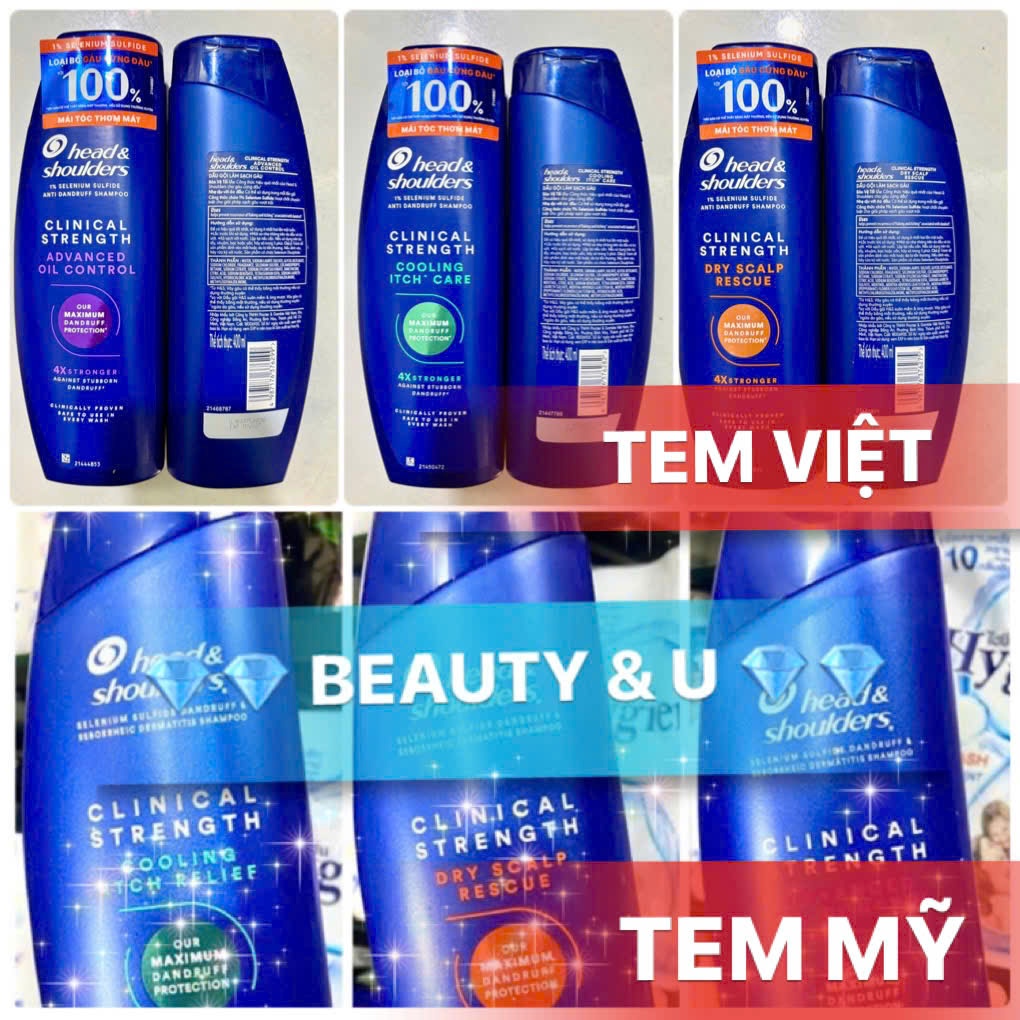 CÓ TEM MỸ - TEM VIỆT - Dầu Gội GIẢM Gàu NẤM Head & Shoulders Clinical Strength 400ml - HEAD AND SHOU