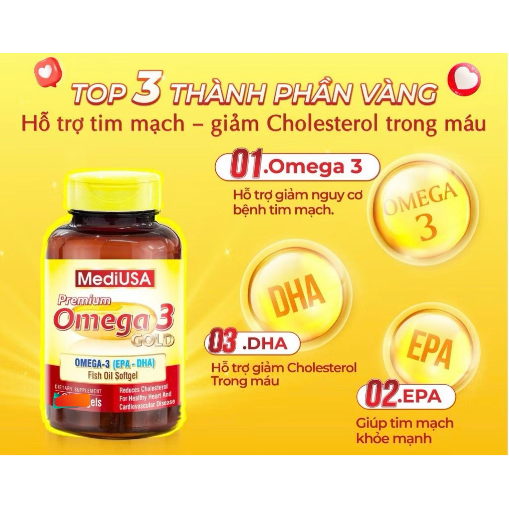 ✅ [CHÍNH HÃNG]Viên uống Premium Omega 3 GOLD MediUSA hộp 30 viên