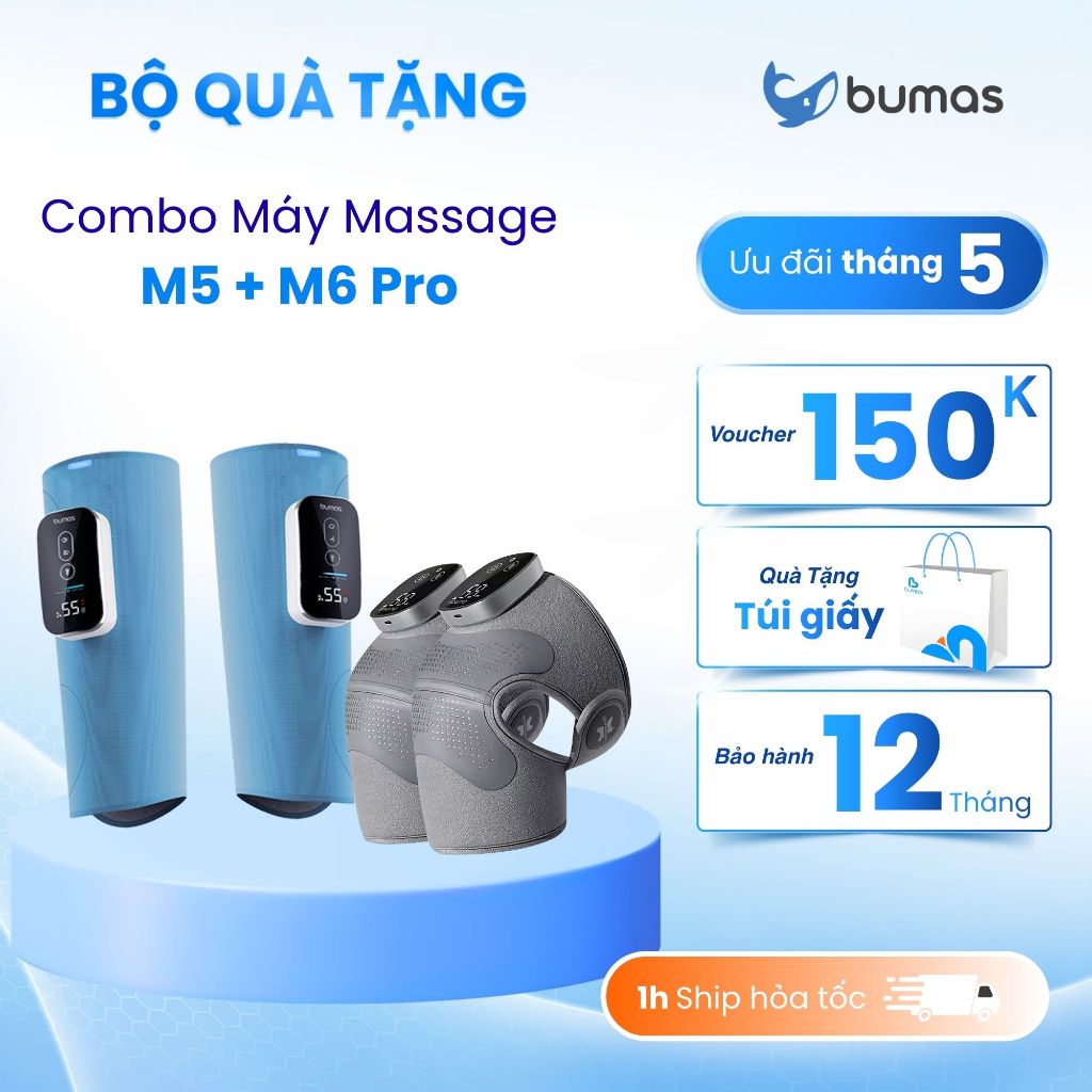 Set Quà Combo Máy Massage Đầu Gối BUMAS M6Pro + Máy Massage Chân BUMAS M5 hỗ trợ giảm đau nhức chân