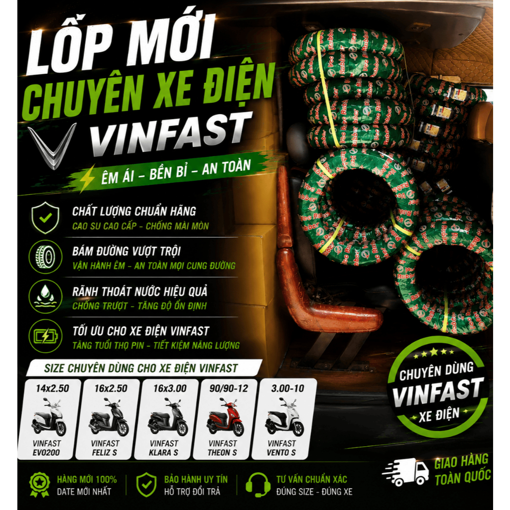 LỐP XE MÁY ĐIỆN VEE RUBBER VRM411 90/90-12 CHO VINFAST EVO – 133S