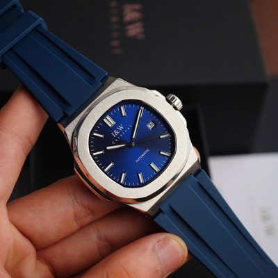 Đồng hồ nam chính hãng I&W CARNIVAL 750G1-S2 Kính sapphire,Chống nước 50m,Máy cơ (Automatic),mặt xanh dây cao su