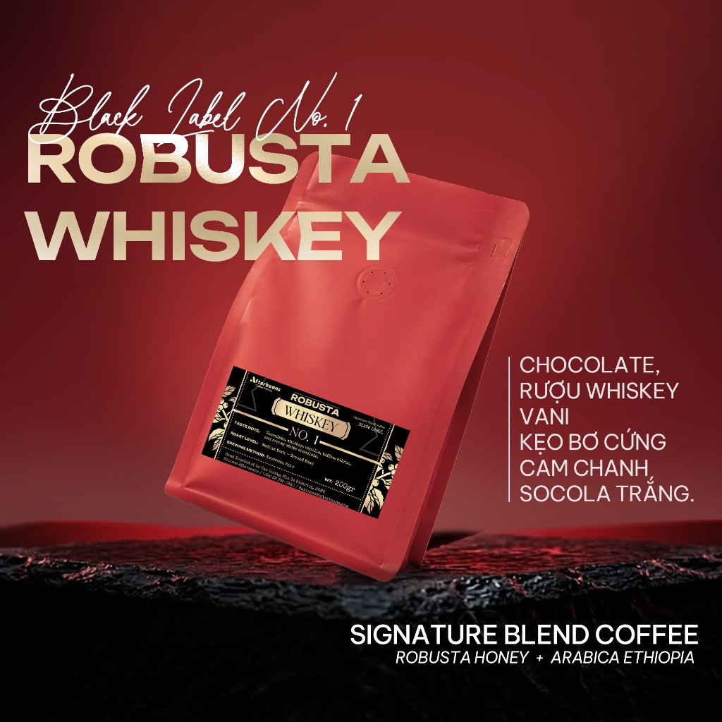 (SIGNATURE) Cà phê Espresso/ Phin - Robusta Whiskey - Black Label Specialty Coffee No.1- Đắng đậm, w