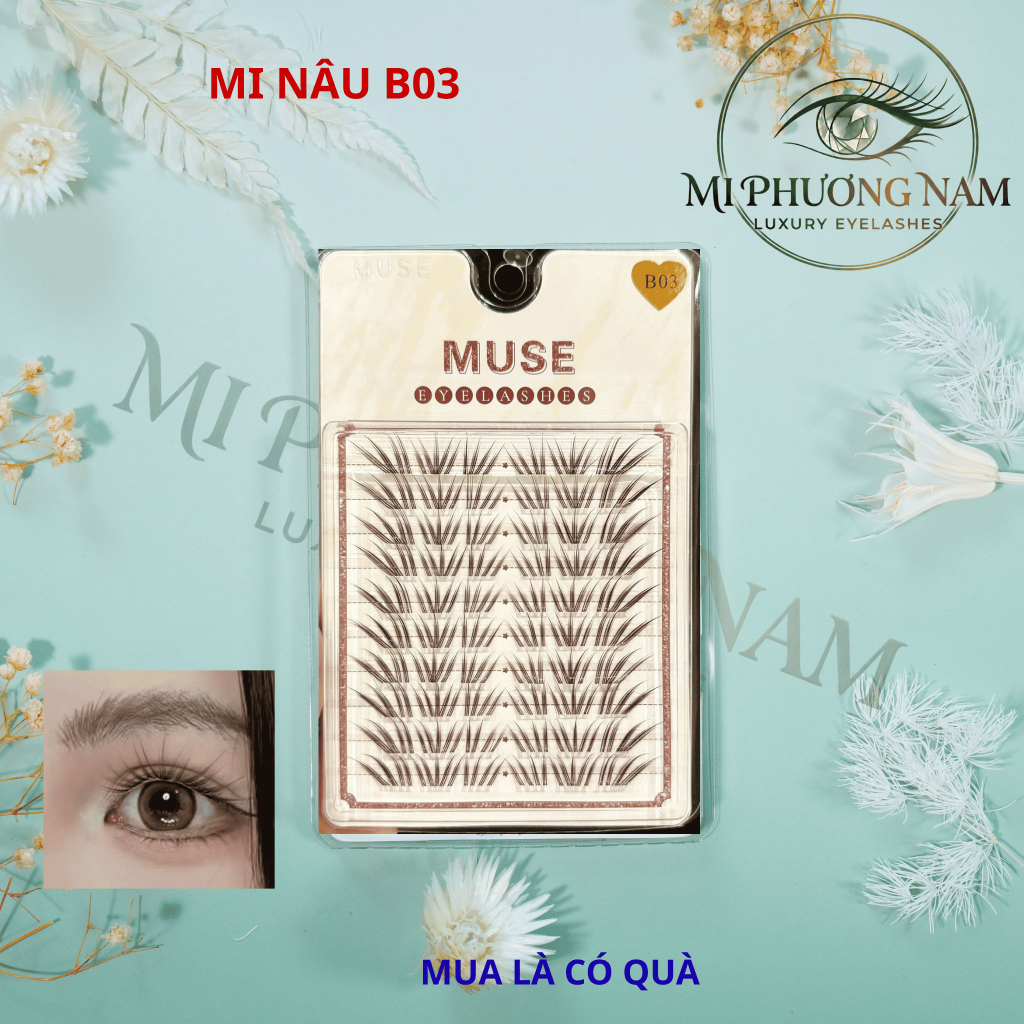 Mi nâu B03 - Mi giả mi San hô nâu Tự Nhiên Style Douyin Hàn Quốc Sợi Mềm Hot Trend - Mi Phương Nam