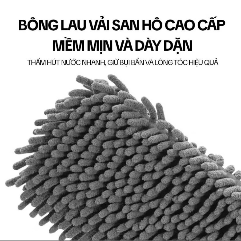 Miếng Bông Lau Nhà San Hô TỰ VẮT 45x12 sợi MICROFIBER siêu sạch Thay Thế chổi lau tự vắt bản 45x12cm
