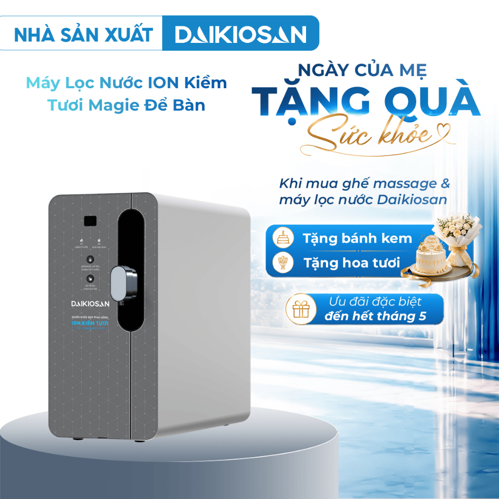 Máy Lọc Nước Daikiosan DN868 Để Bàn Ion Kiềm Tươi MagieGiàu Hydrogen Màn Hình Cảm Ứng
