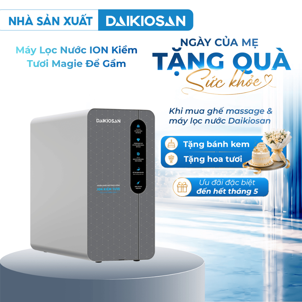 Máy Lọc Nước Để Gầm ION Kiềm Tươi Magie Daikiosan DN468 Giàu Hydrogen Lọc Nước Kèm Bộ Vòi Nước